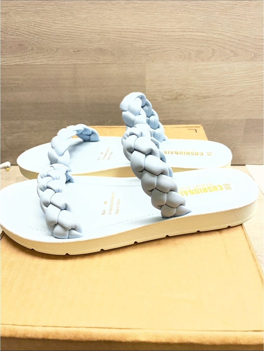 Women’s Braided Double-Strap Slide Sandals - Light Blue #848 - Picture 3 of 5
